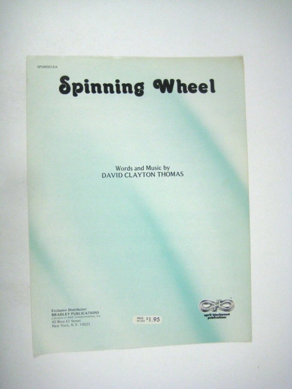 Spinning Wheel Sheet Music David Clayton Thomas 1968 Blackwood Music